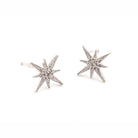 Starburst Silver CZ Post Earring Full View