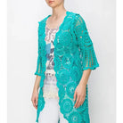 Teal Crochet High-Low Wrap Side View