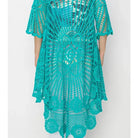 Teal Crochet High-Low Wrap Close Up View