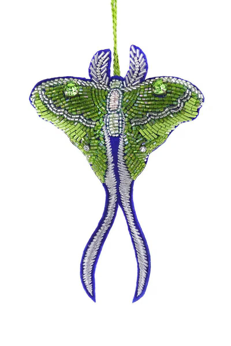Luna Moth Beaded Charm Ornament