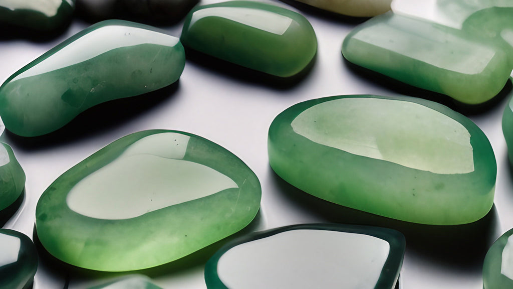 Discover the Meaning and Spiritual Power of Jade - loose green jade tumbled stones on a white background