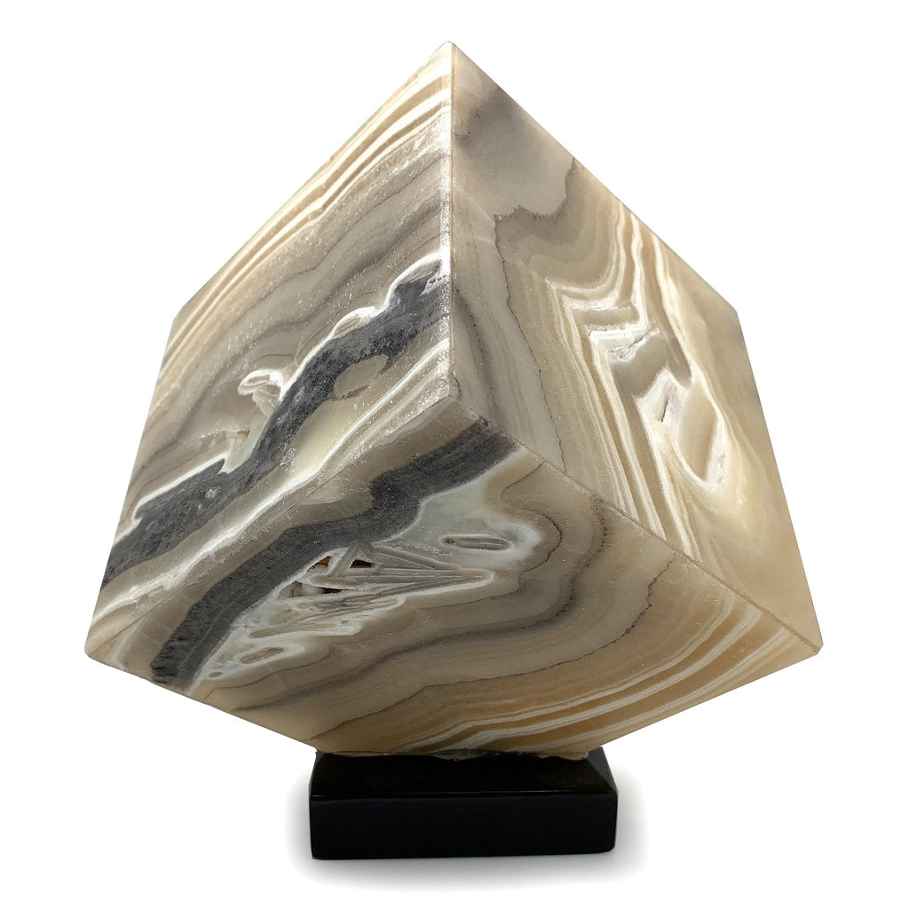 Zebra Onyx Cube Lamp for Grounding, Strength, and Protection
