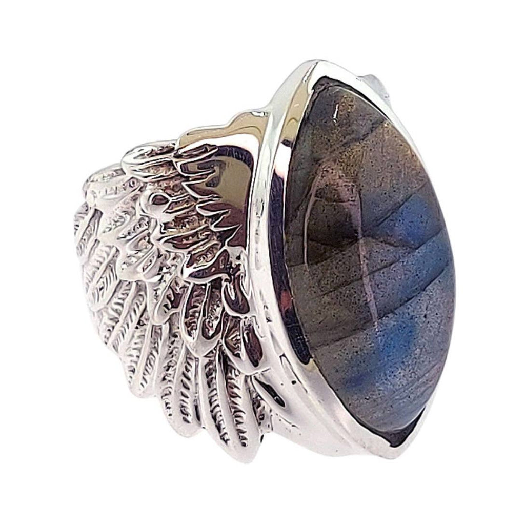Labradorite Spectrolite Wings of Fancy Sterling Silver Ring