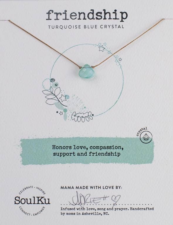 Soulku Turquoise Blue Crystal Friendship Necklace