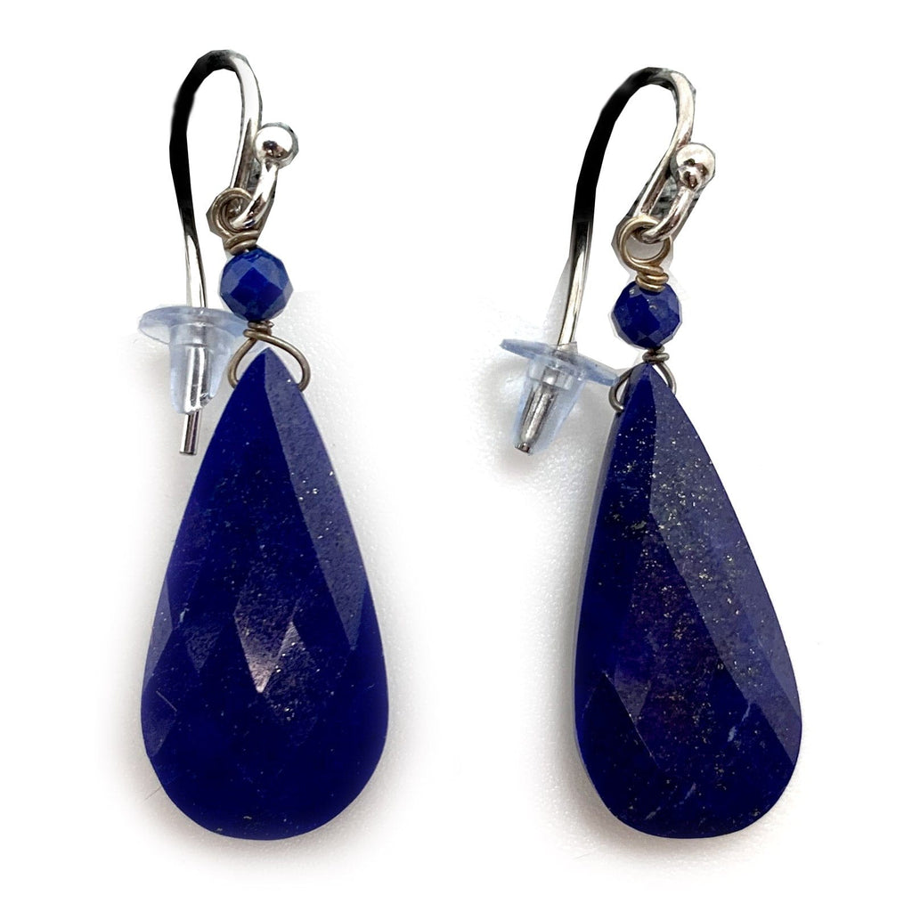 Lapis Lazuli Faceted Gemstone Drop Earrings