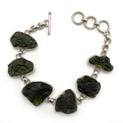 Moldavite Six-Stone Sterling Silver Bracelet