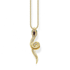 18K Gold Plate Snake Necklace with Cubic Zirconia Accents on Gold Plated Chain