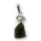 Moldavite and Herkimer Diamond Pendant