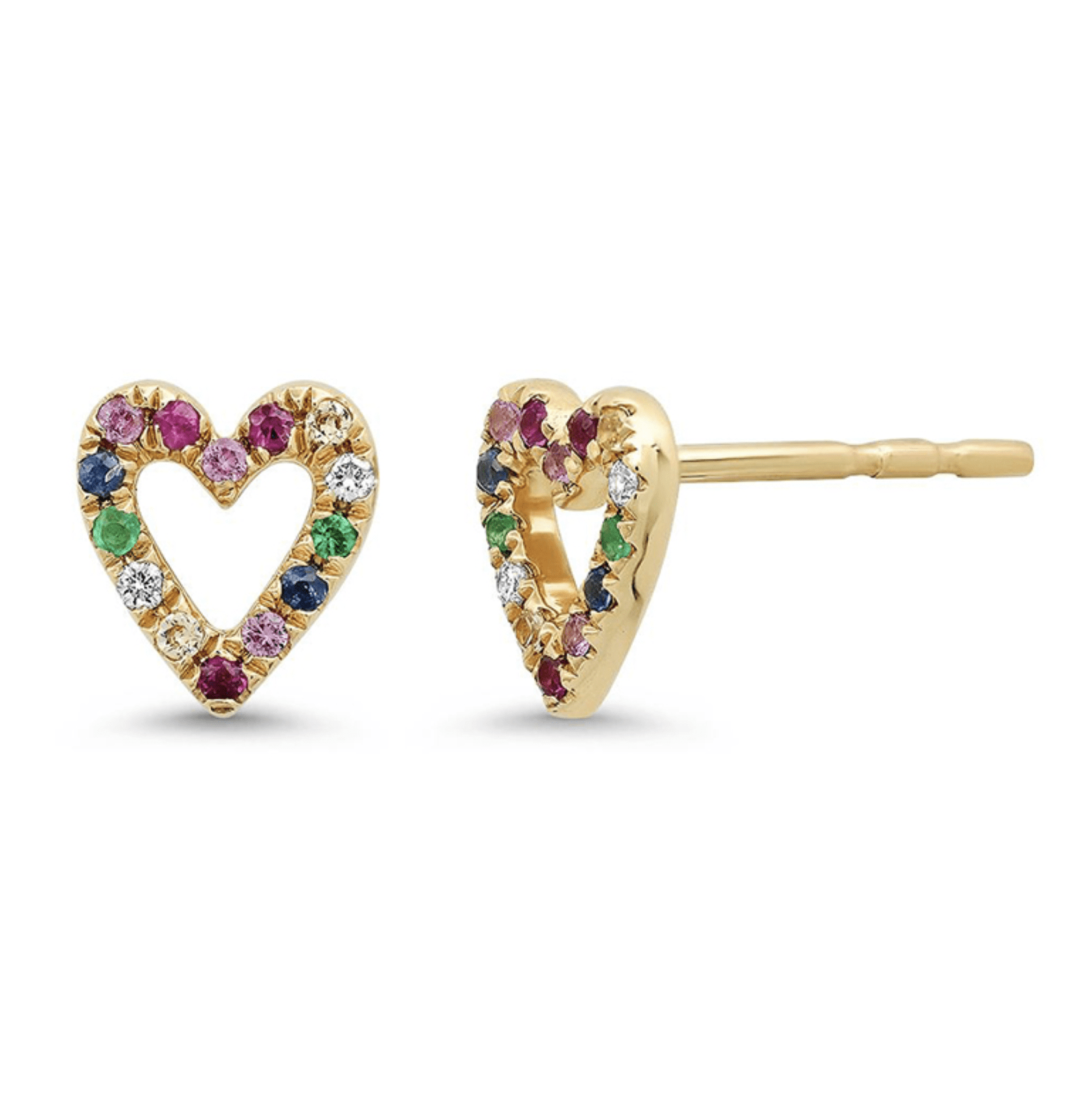 Rainbow CZ Stud Earrings Gold Plated