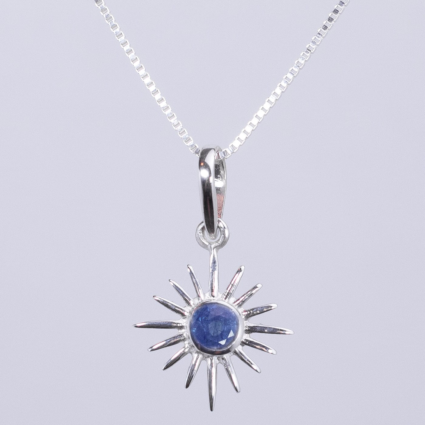 Faceted Sapphire Gemstone Sun Necklace