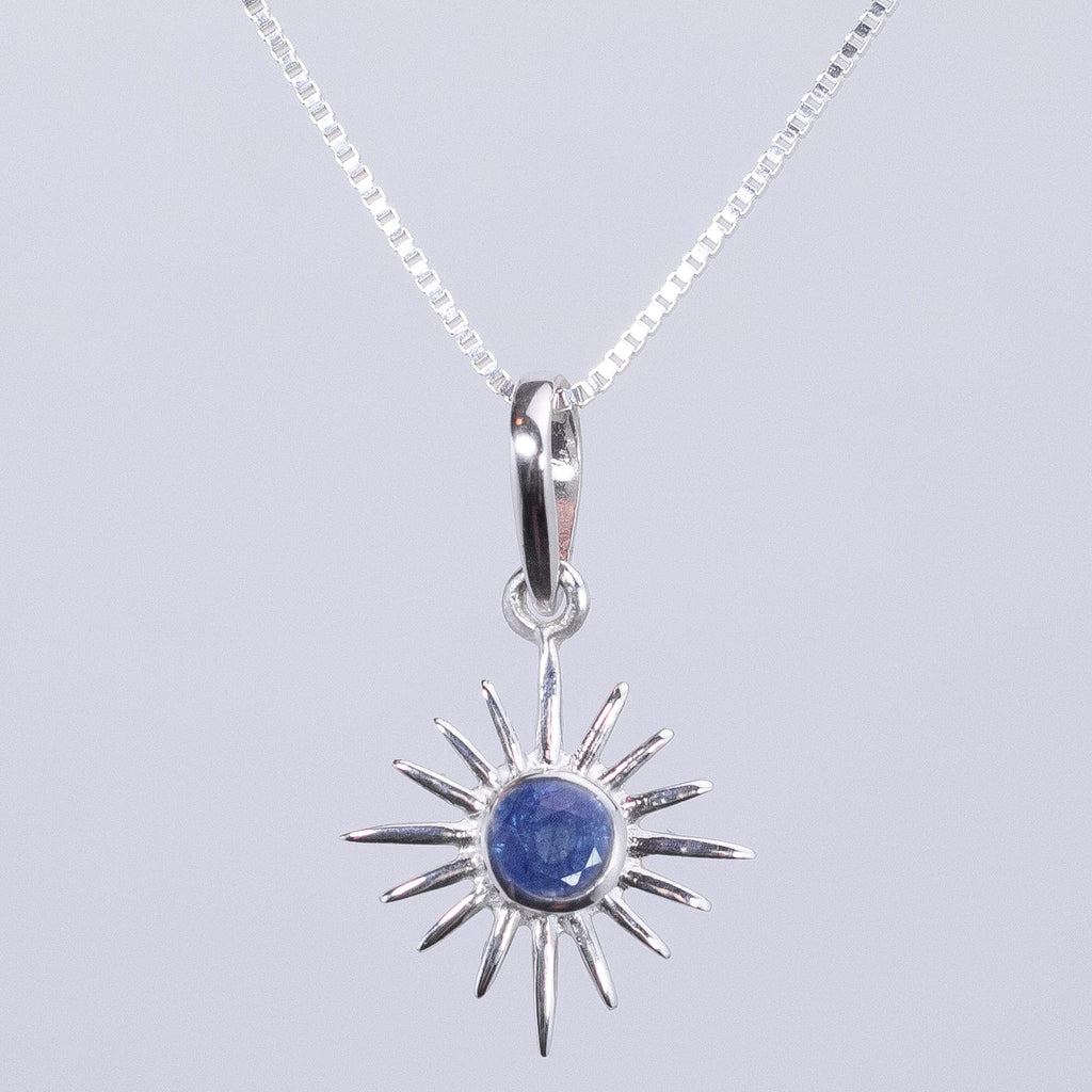 Faceted Sapphire Gemstone Sun Necklace