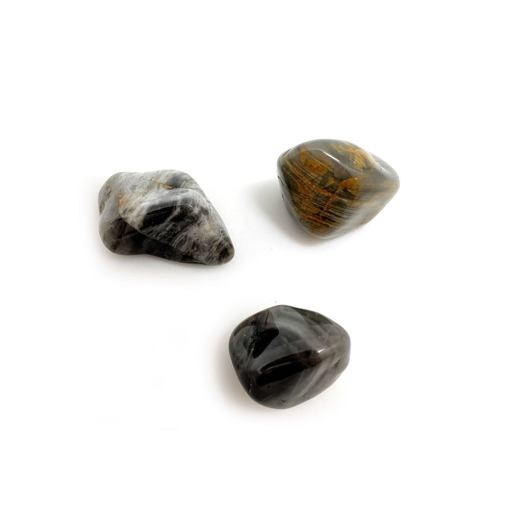 Chert Black & Cream Tumbled Pocket Stone