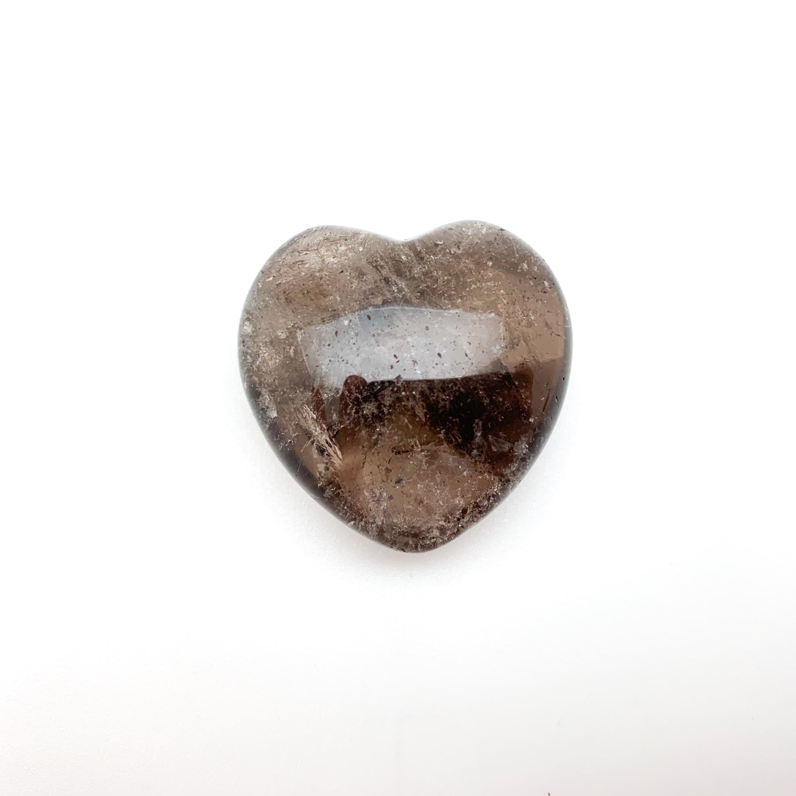 Crystal Stone Puff Hearts Quartz Smoky