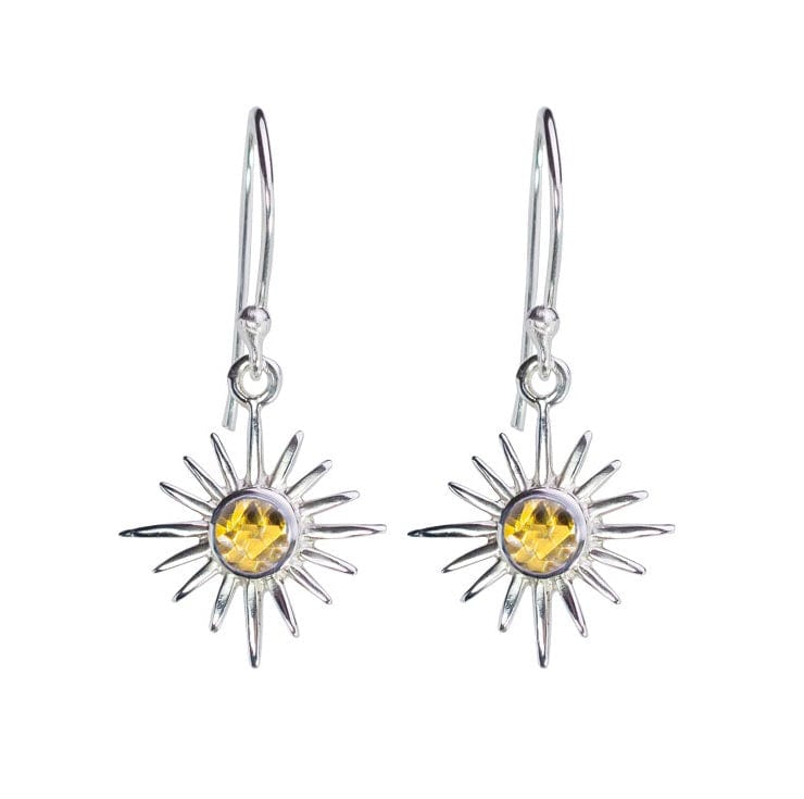 Citrine Sunburst Sterling Silver Earrings