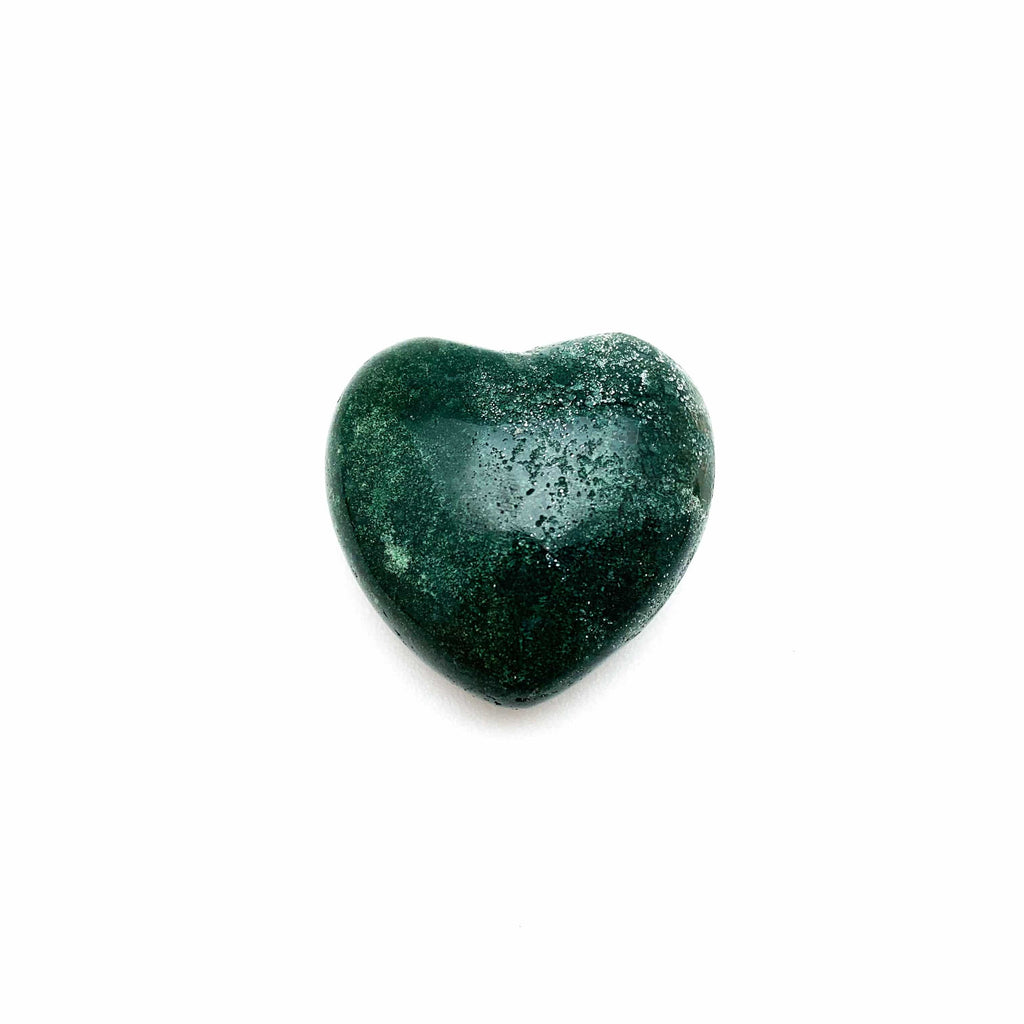 Crystal Stone Puff Hearts Agate Green Moss
