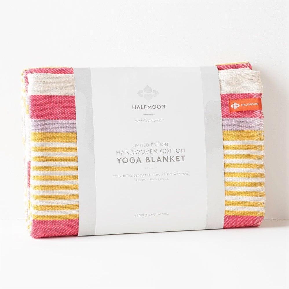 Cotton Yoga Blanket in Beach Stripe Coral