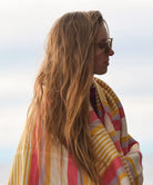 Cotton Yoga Blanket in Beach Stripe Coral