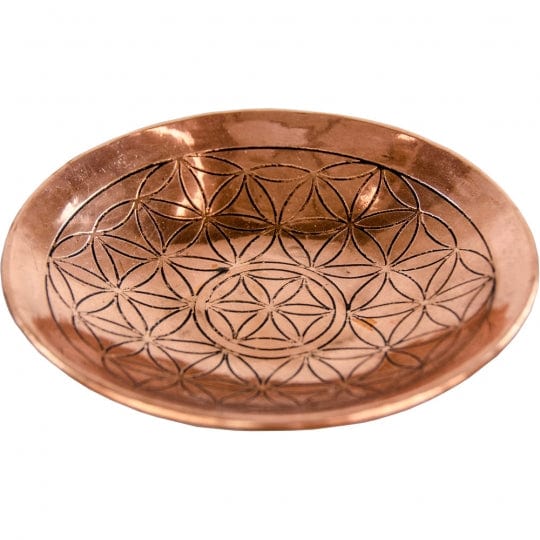 Copper Flower of Life Engraved Plate