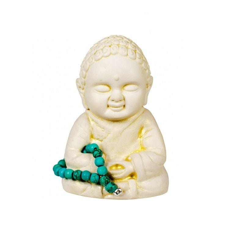 Meditating Buddha Holding a Turquoise Mala Statue