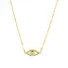 Pharaoh's Evil Eye Opalite and CZ Gold Vermeil necklace