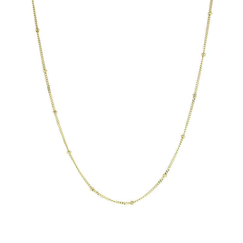 Chain Necklaces Beaded Curb Chain 16" Length Gold Vermeil