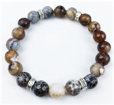 Men's Stone Bracelets Brown Agate - GOLD BEADS