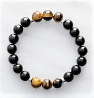 Men's Stone Bracelets Black Agate with Tiger Eye