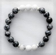 Men's Stone Bracelets Snowflake Obsidian with Howlite