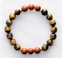 Men's Stone Bracelets Tiger Eye with Red Jasper