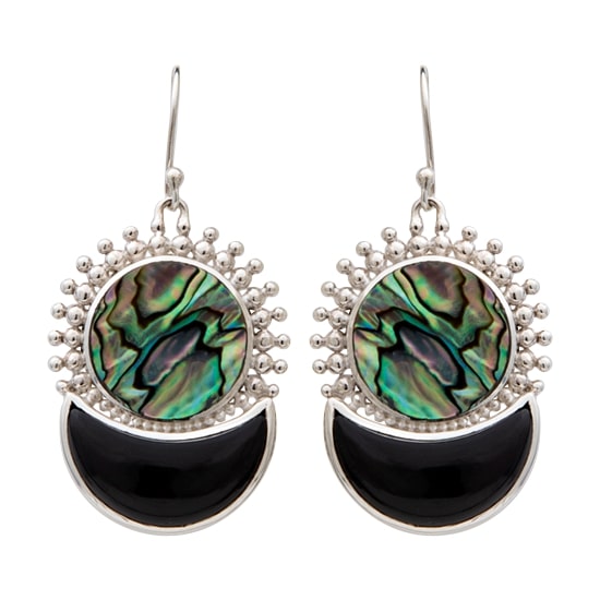 Moonstruck Black Onyx and Shell Earrings