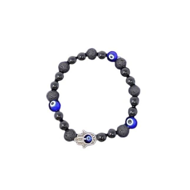 Evil Eye Lava Stone with Hamsa Bracelet