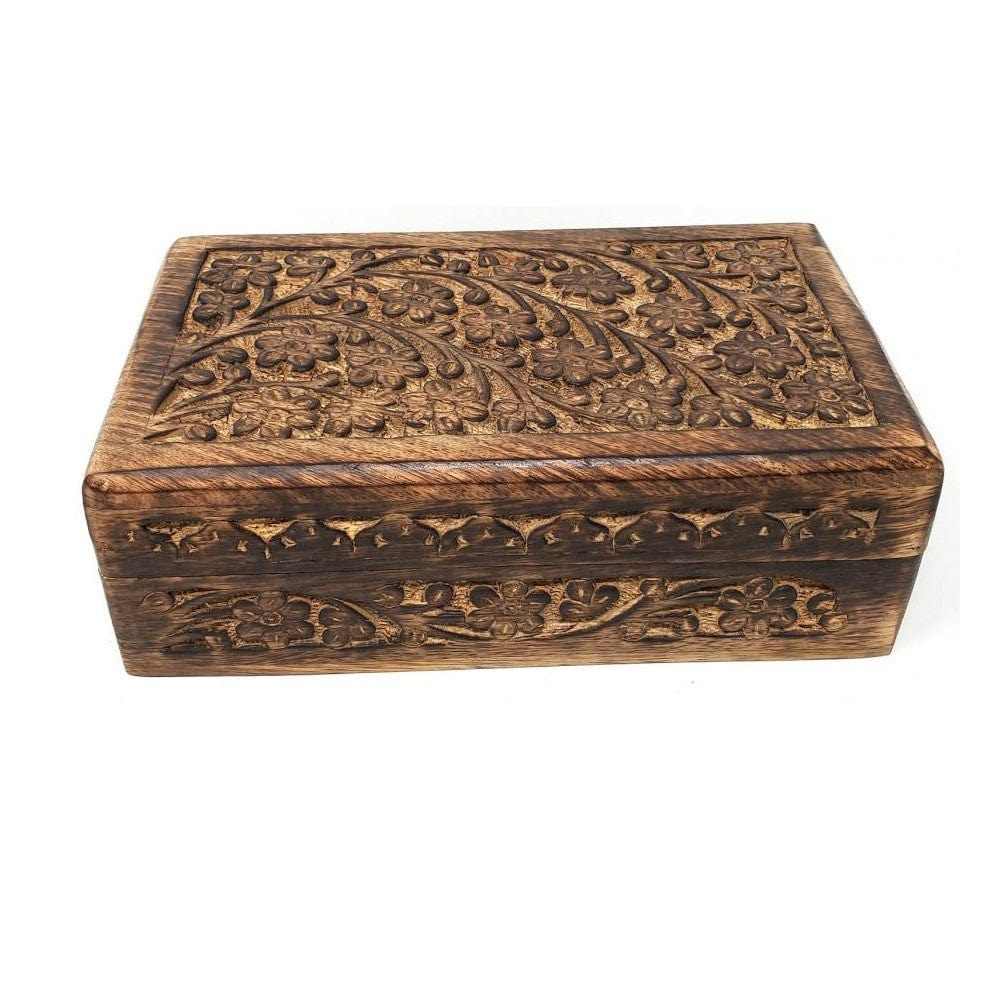 Floral Carved Wooden Box