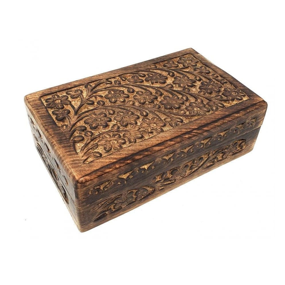 Floral Carved Wooden Box