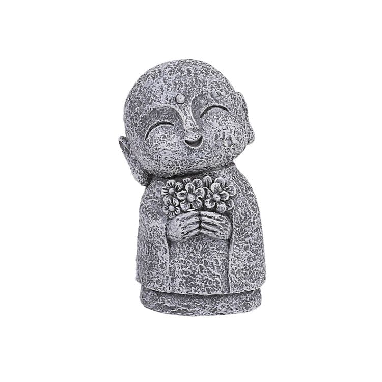 Mini Jizo Monk Figurine with Flowers