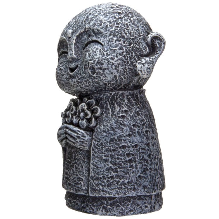 Mini Jizo Monk Figurine with Flowers