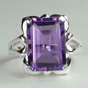 Faceted Amethyst Sterling Silver Ring