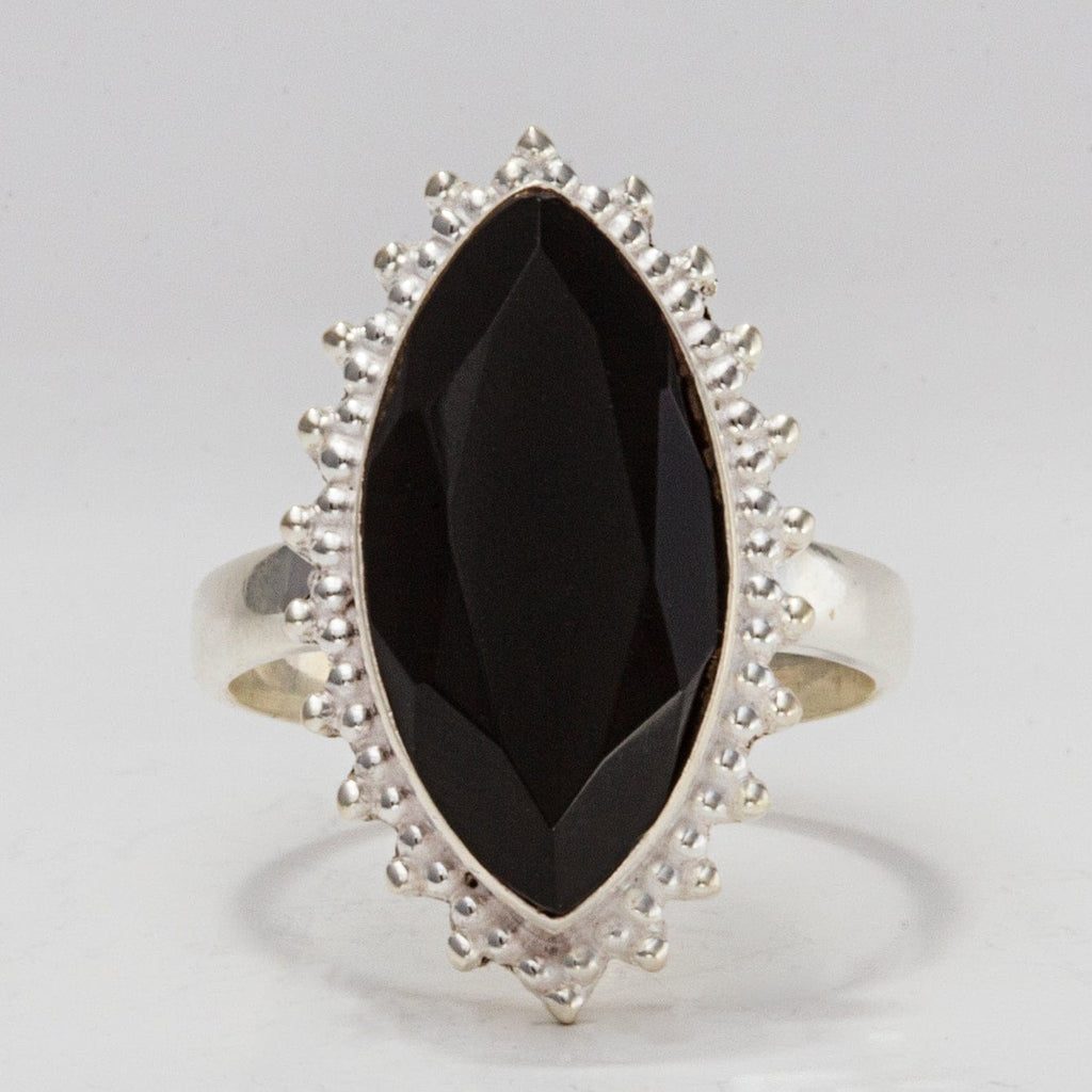 Black Onyx Sterling Silver Ring for Protection Size 6
