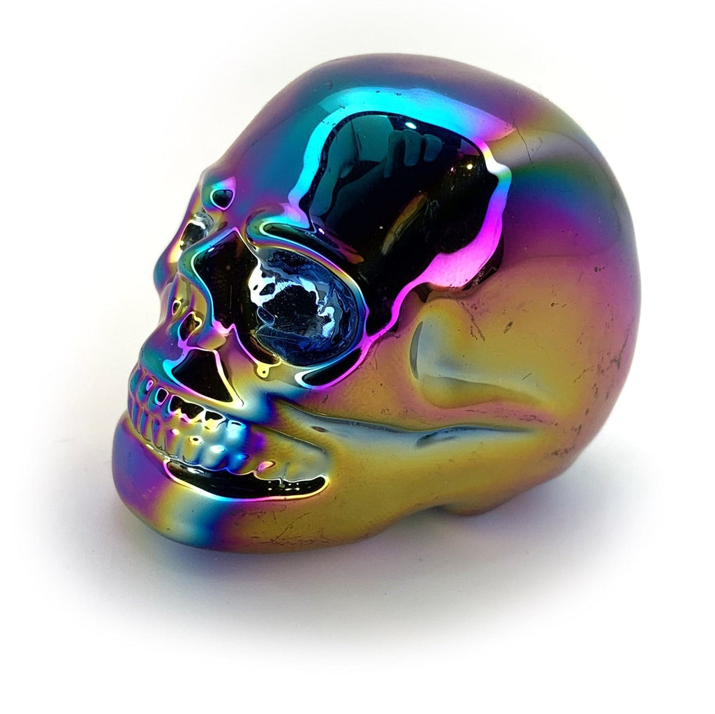 Iridescent Rainbow Aura Quartz Crystal Skull