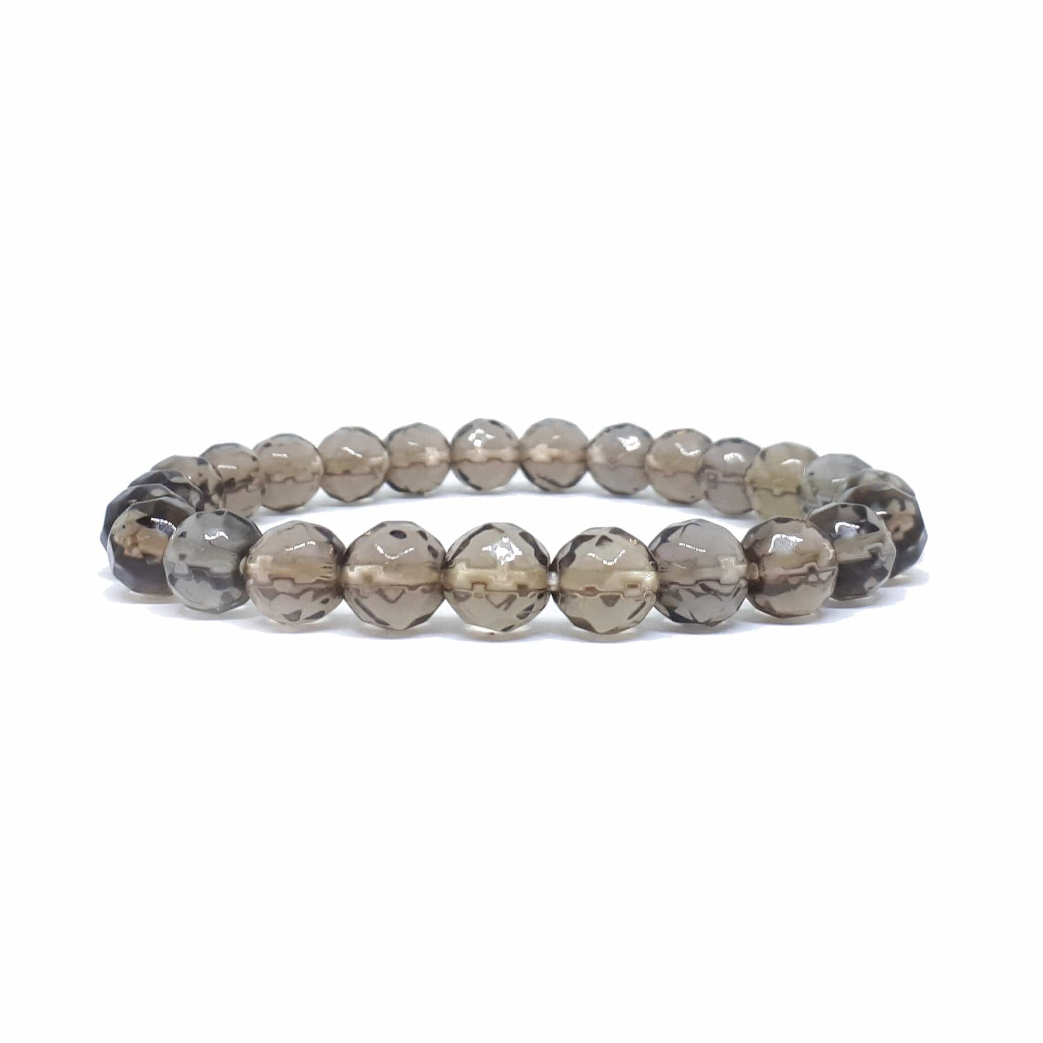 Smoky Quartz Faceted Bracelet 8mm Bead