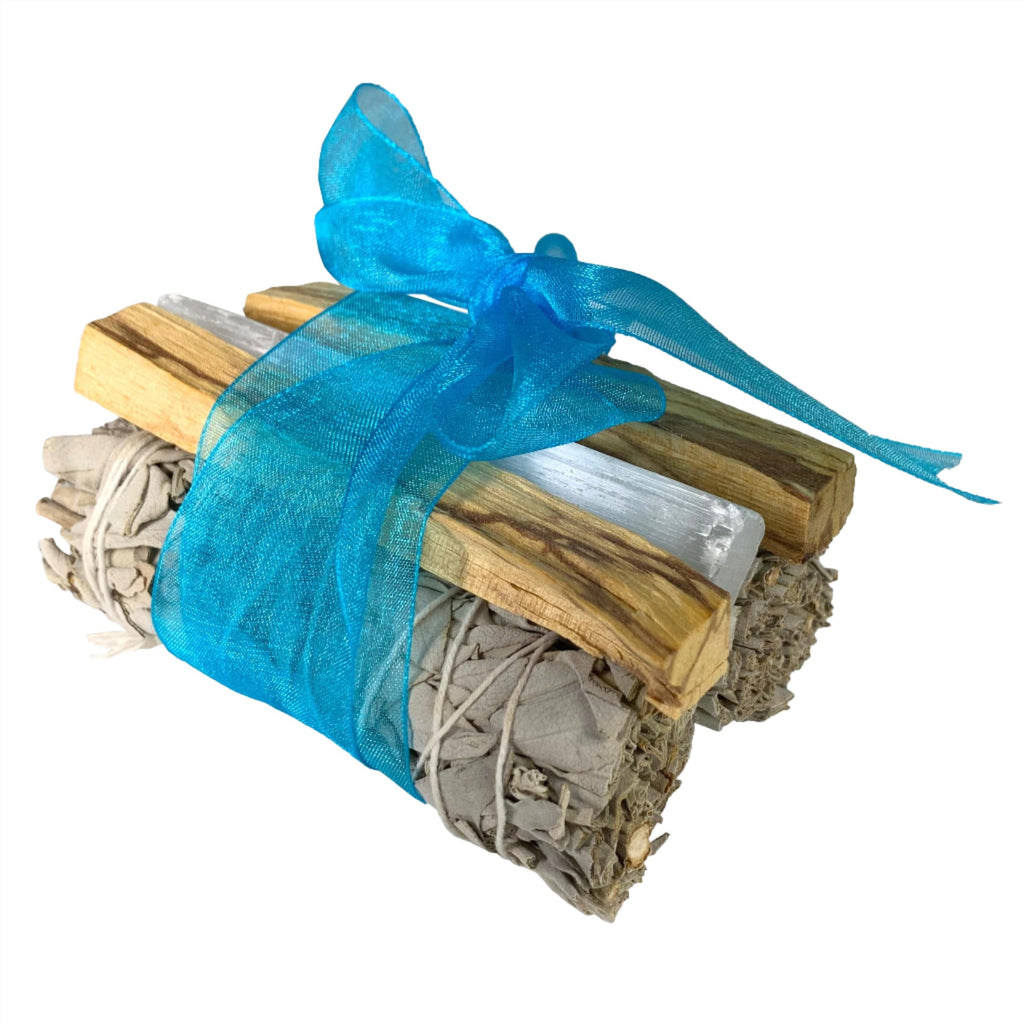 Cleansing Ritual Bundle with White Sage, Palo Santo and Selenite