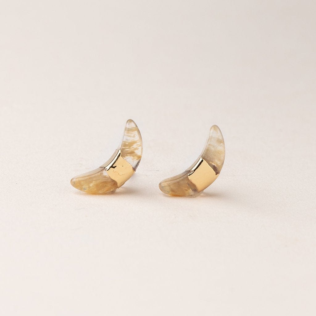 Citrine Gold Crescent Moon Earrings