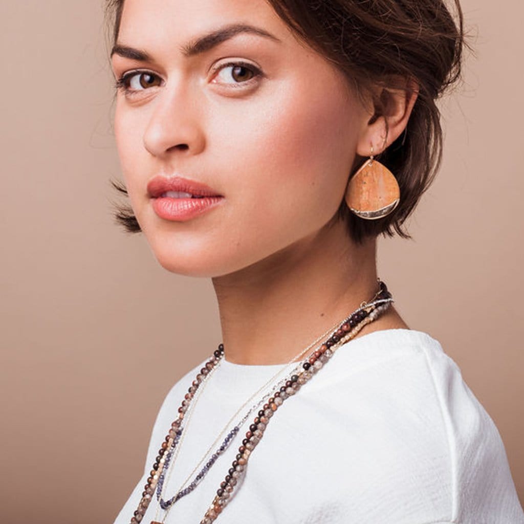 Dipped Stone Teardrop Earrings in Labradorite