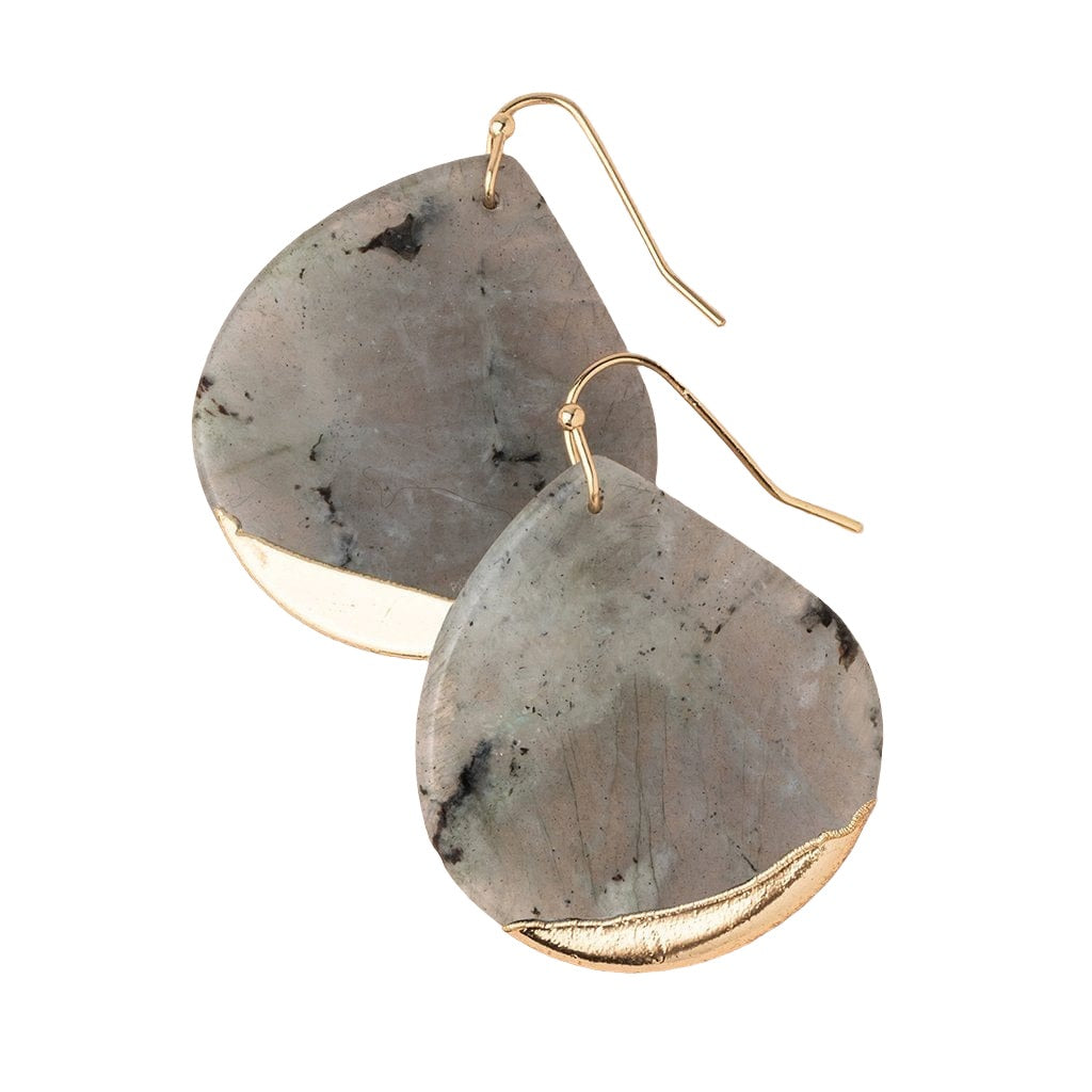 Dipped Stone Teardrop Earrings in Labradorite