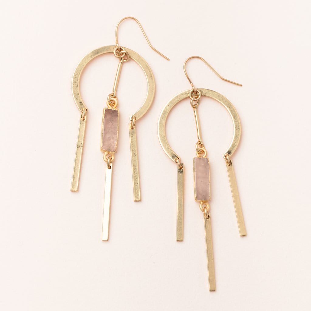 Dream Catcher Stone Earrings in Rose Quartz