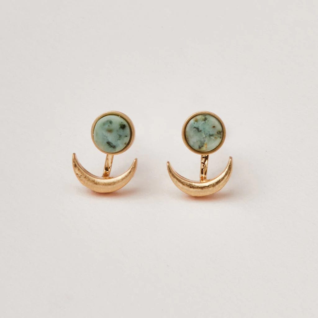 African Turquoise Gold Moon Phase Ear Jacket