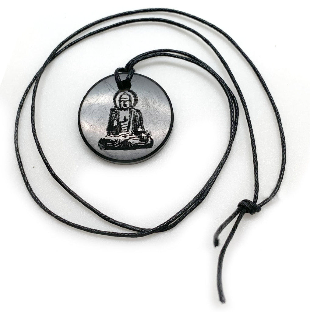 Shungite Necklace With Engraved Buddha