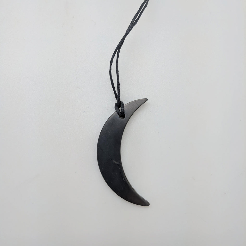 Shungite Necklace in Crescent Moon - Body Mind & Soul