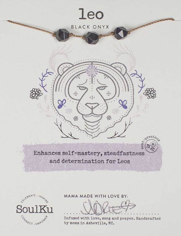 Leo Black Onyx Gemstone Zodiac Necklace