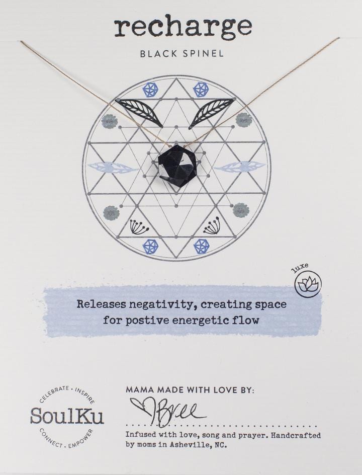 Black Spinel Sacred Geometry Necklace for Recharge
