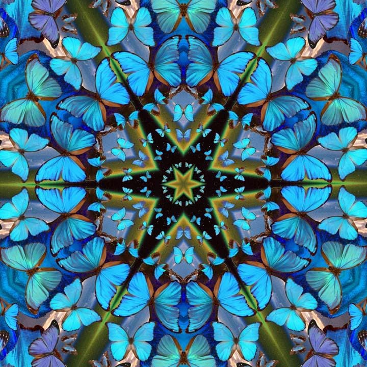 Blue Butterfly Mandala Travel Yoga Mat